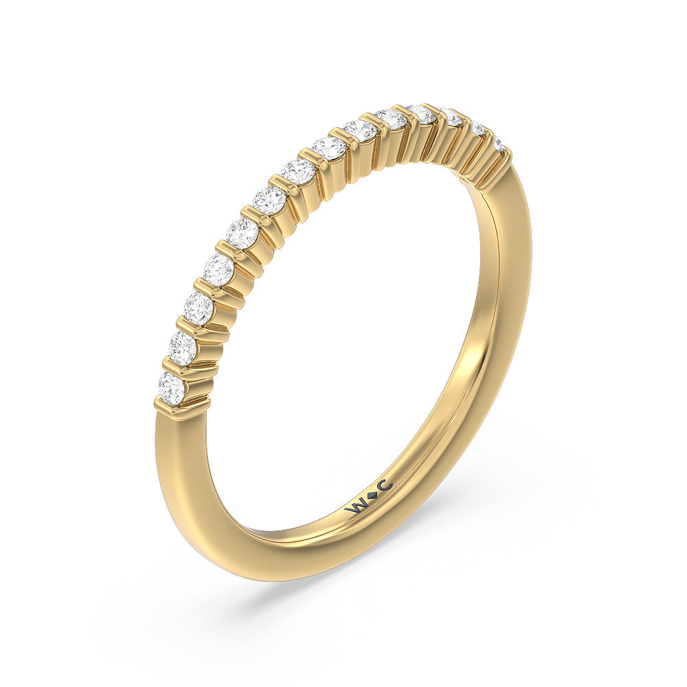 Double Row Diamond Hidden Halo Wedding Band with 18KT Yellow Gold Cut Diamond in 14KT Yellow Gold view 4
