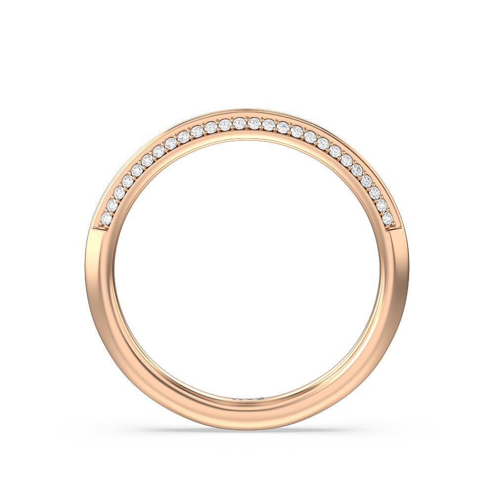 Pave Prong Hidden Halo Diamond Wedding Band with 18KT Rose Gold Cut Diamond in 14KT Rose Gold view 2
