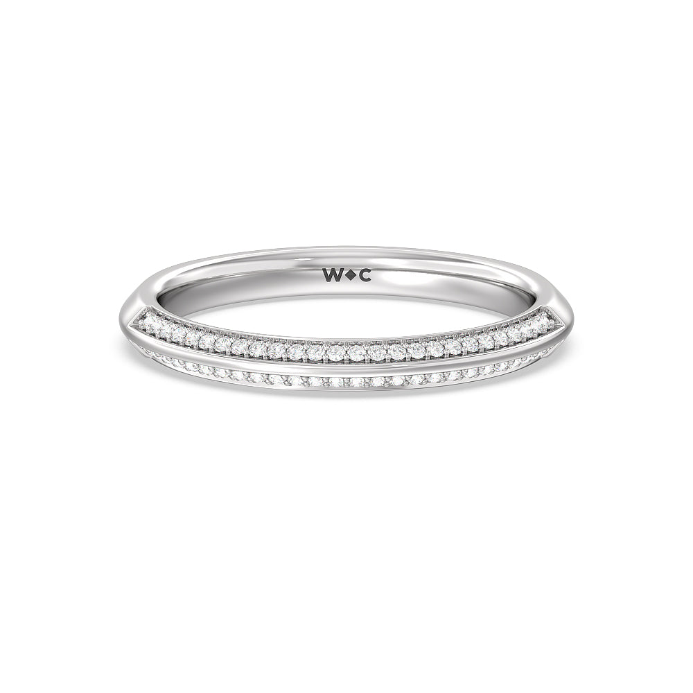 Pave Prong Hidden Halo Diamond Wedding Band with Platinum Cut Diamond in 14KT Platinum view 1
