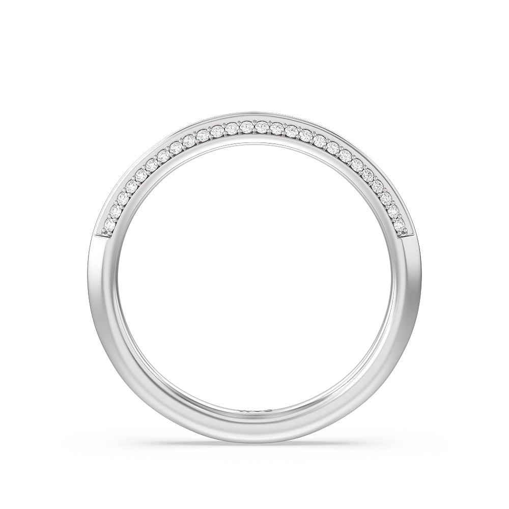 Pave Prong Hidden Halo Diamond Wedding Band with Platinum Cut Diamond in 14KT Platinum view 2
