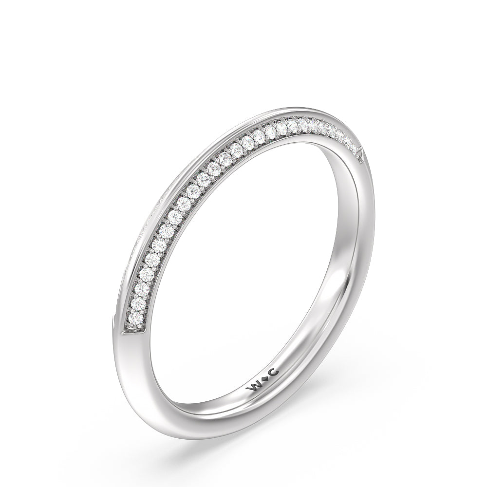 Pave Prong Hidden Halo Diamond Wedding Band with Platinum Cut Diamond in 14KT Platinum view 4
