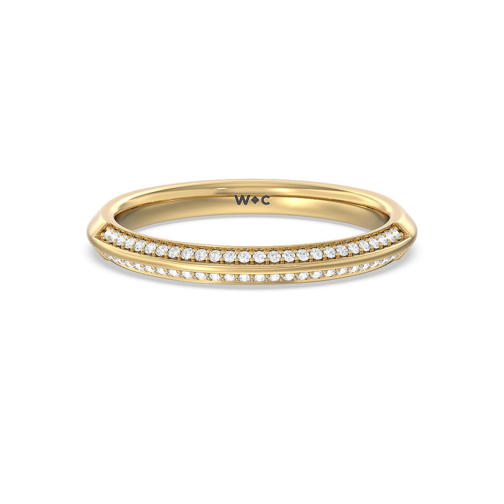 Pave Prong Hidden Halo Diamond Wedding Band with 18KT Yellow Gold Cut Diamond in 14KT Yellow Gold view 1
