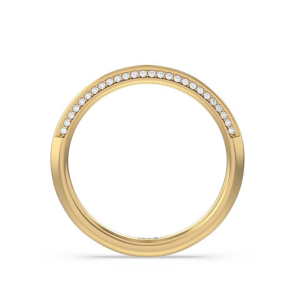 Pave Prong Hidden Halo Diamond Wedding Band with 18KT Yellow Gold Cut Diamond in 14KT Yellow Gold view 2
