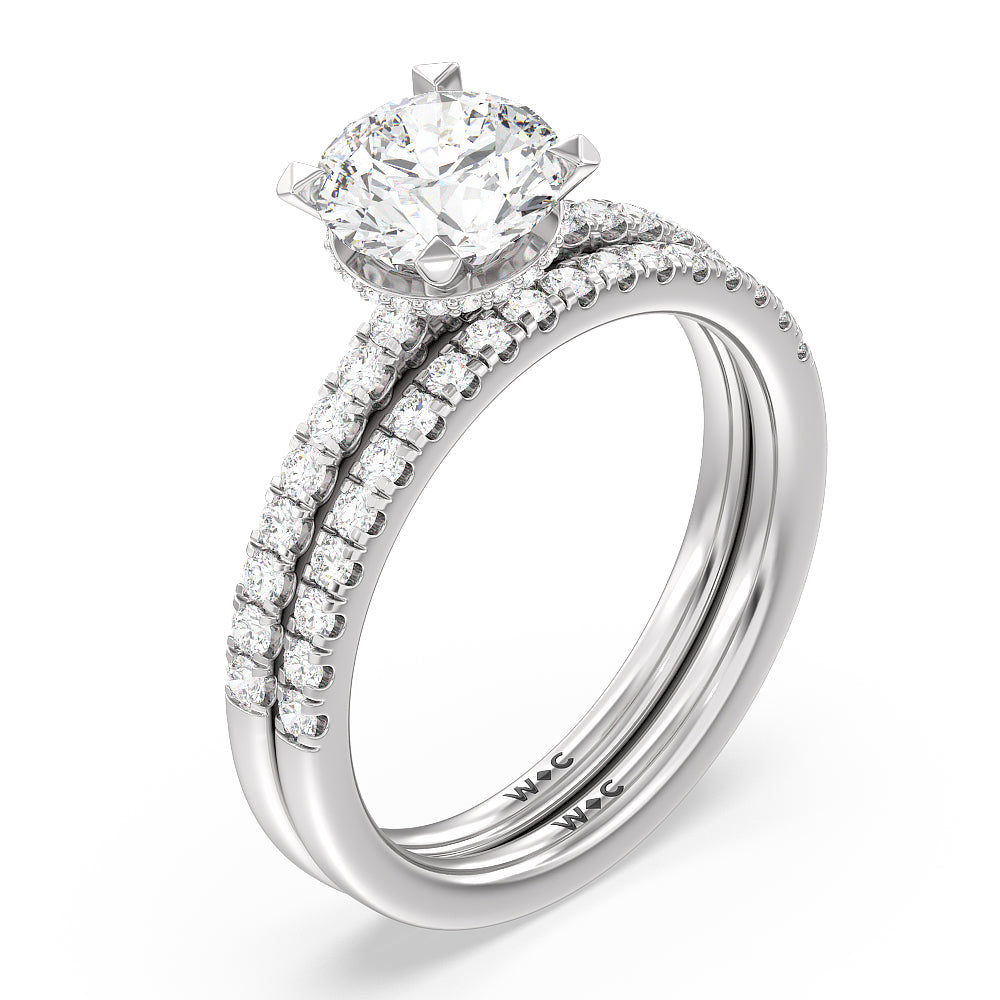 Petite Pave Hidden Halo Diamond Wedding Band
