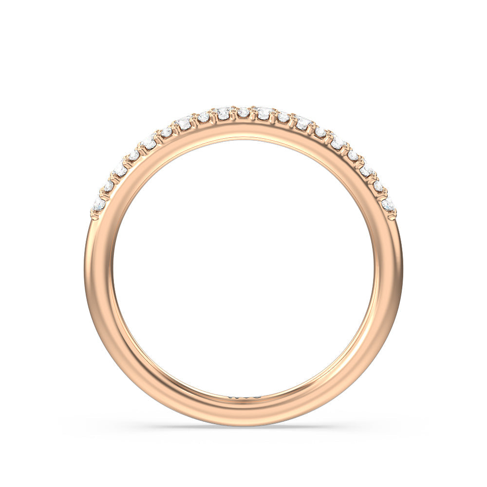 Modern Pave Diamond Wedding Band with 18KT Rose Gold Cut Diamond in 14KT Rose Gold view 2
