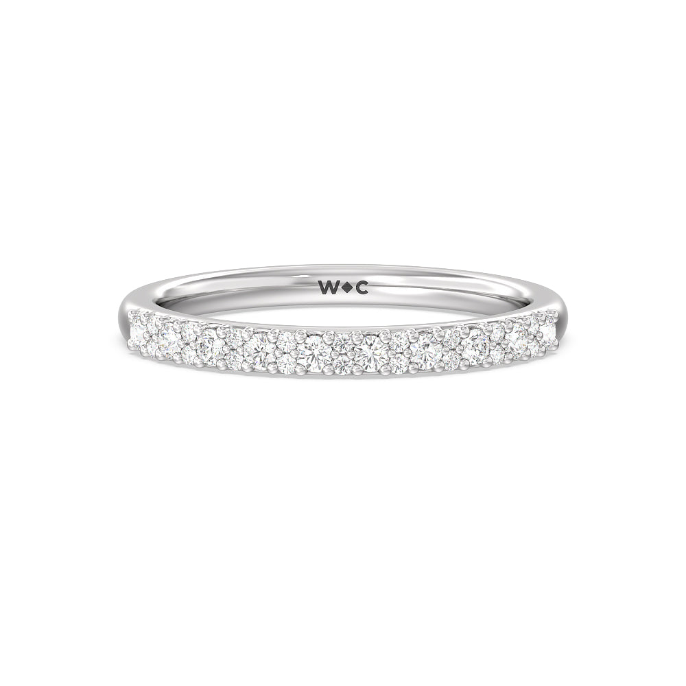 Modern Pave Diamond Wedding Band with Platinum Cut Diamond in 14KT Platinum view 1
