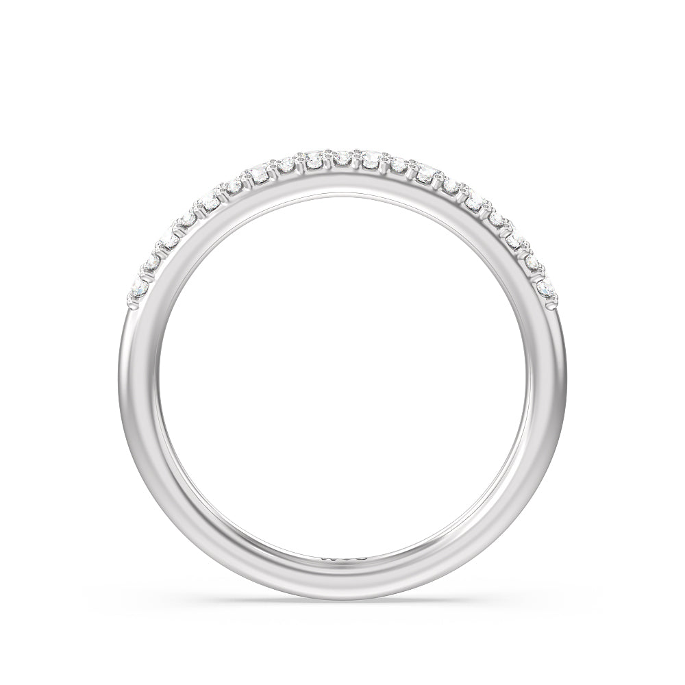 Modern Pave Diamond Wedding Band with Platinum Cut Diamond in 14KT Platinum view 2
