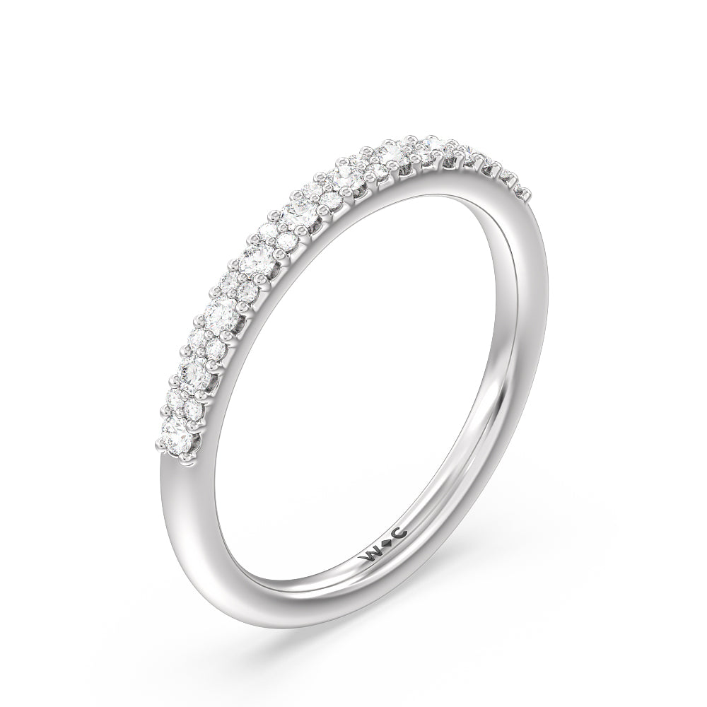 Modern Pave Diamond Wedding Band with Platinum Cut Diamond in 14KT Platinum view 4
