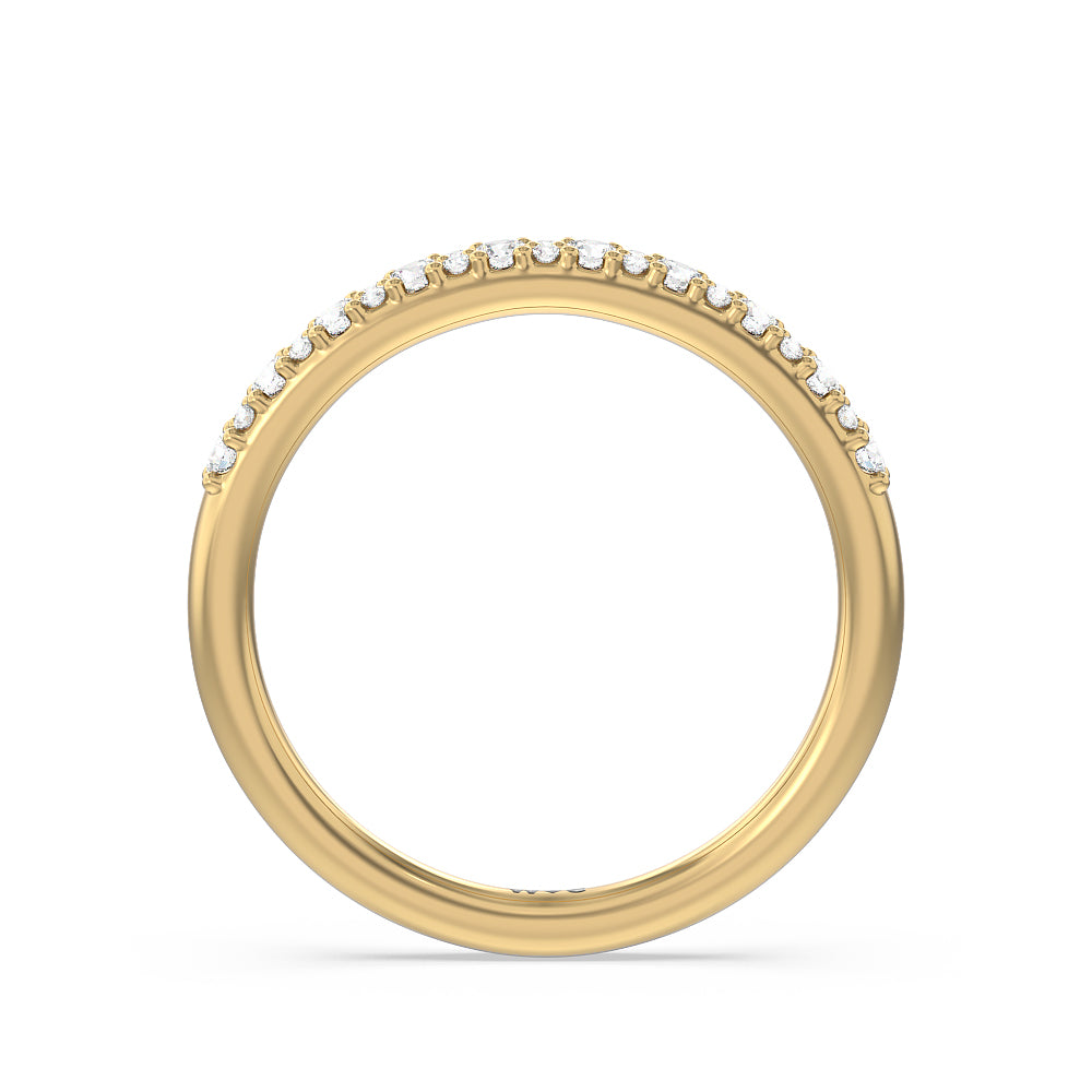 Modern Pave Diamond Wedding Band with 18KT Yellow Gold Cut Diamond in 14KT Yellow Gold view 2

