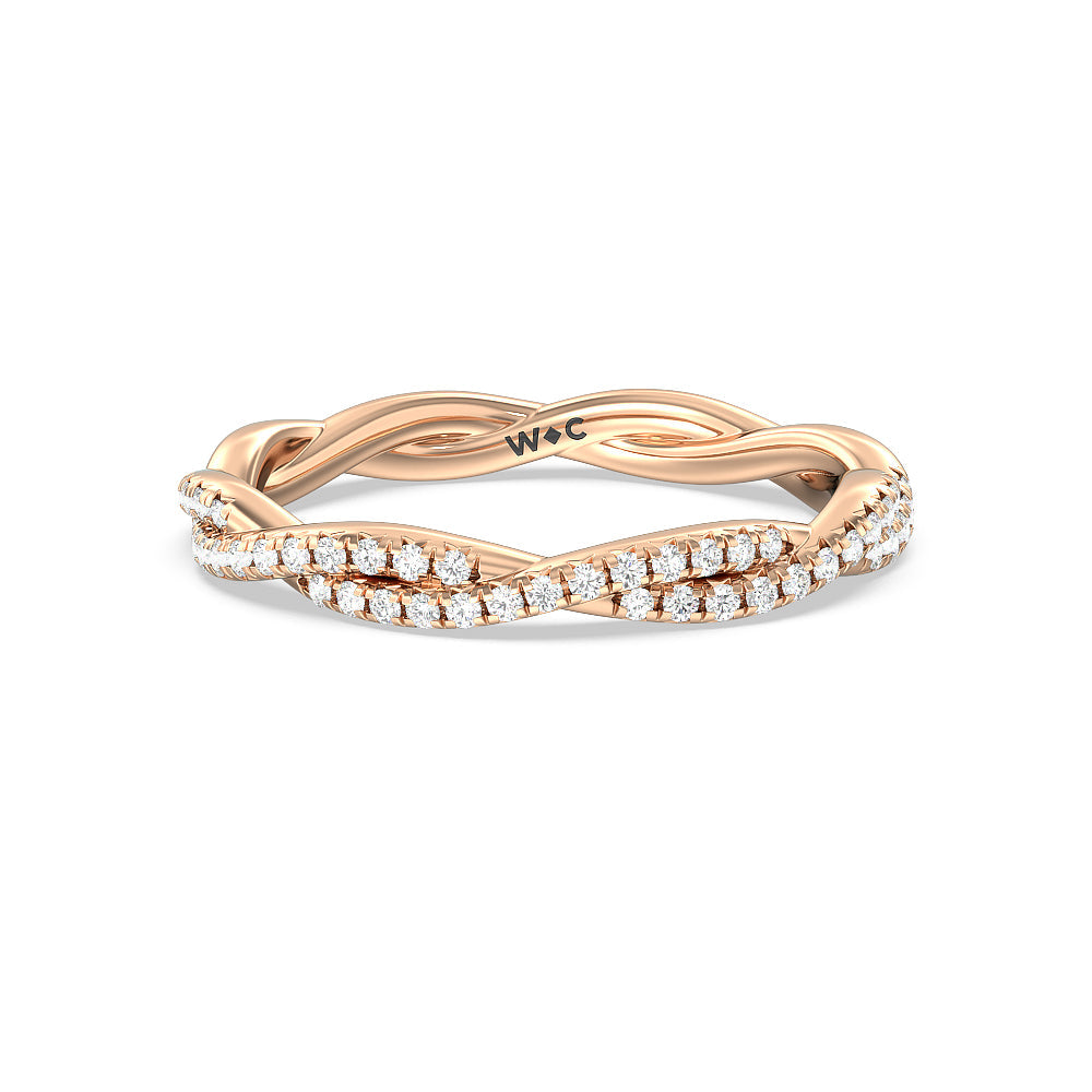 Eternity Twisted Vine Diamond Wedding Band with 18KT Rose Gold Cut Diamond in 14KT Rose Gold view 1

