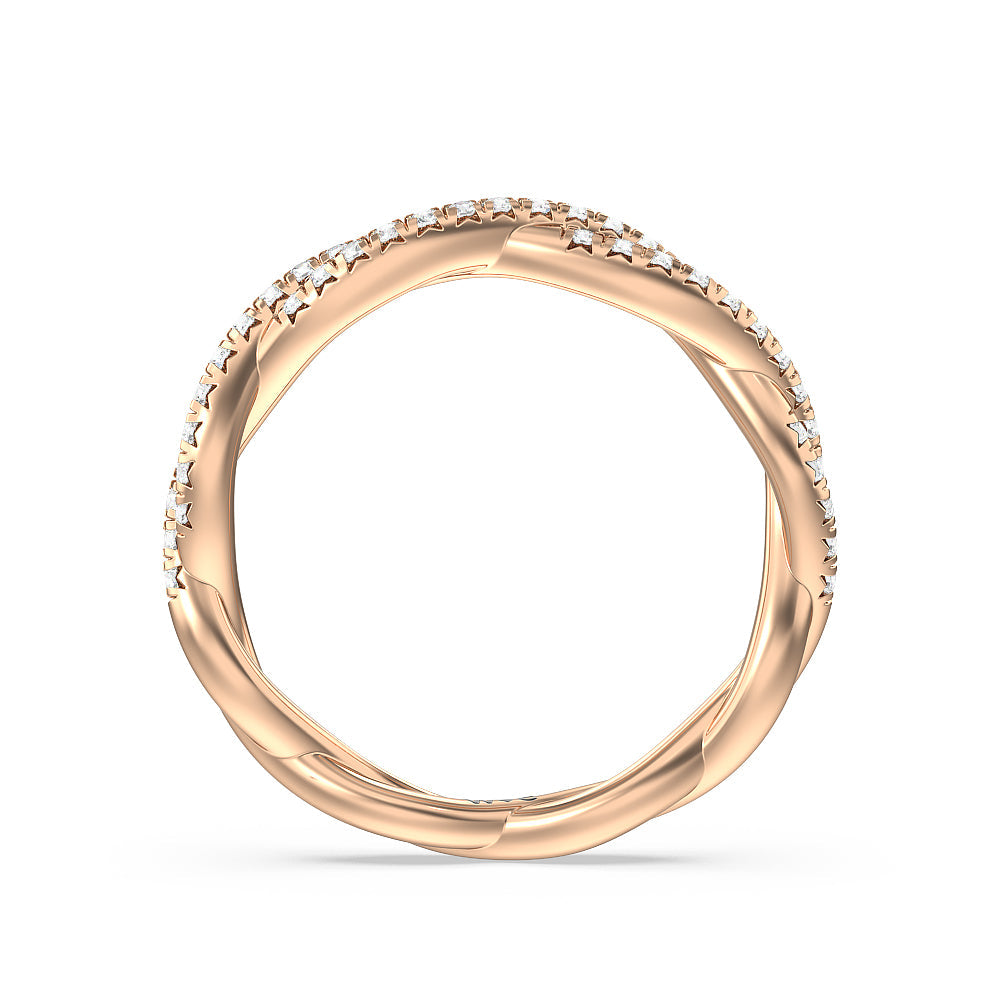 Eternity Twisted Vine Diamond Wedding Band with 18KT Rose Gold Cut Diamond in 14KT Rose Gold view 2
