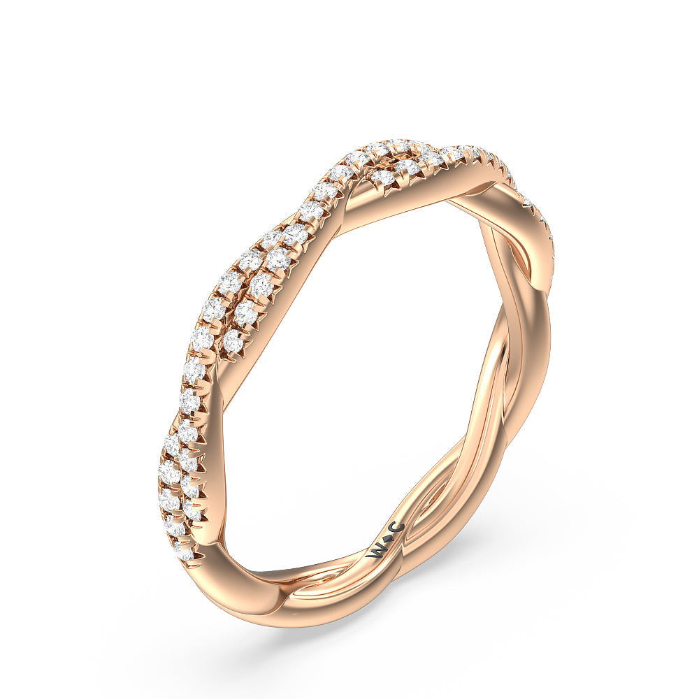 Eternity Twisted Vine Diamond Wedding Band with 18KT Rose Gold Cut Diamond in 14KT Rose Gold view 4
