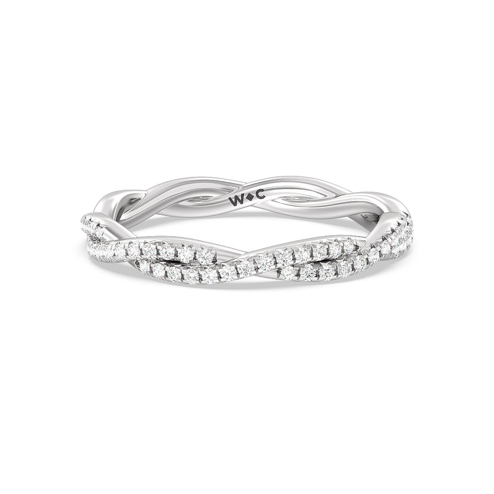 Eternity Twisted Vine Diamond Wedding Band with Platinum Cut Diamond in 14KT Platinum view 1
