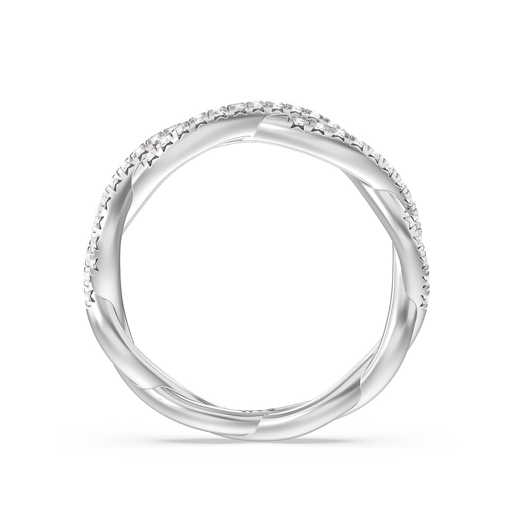 Eternity Twisted Vine Diamond Wedding Band with Platinum Cut Diamond in 14KT Platinum view 2
