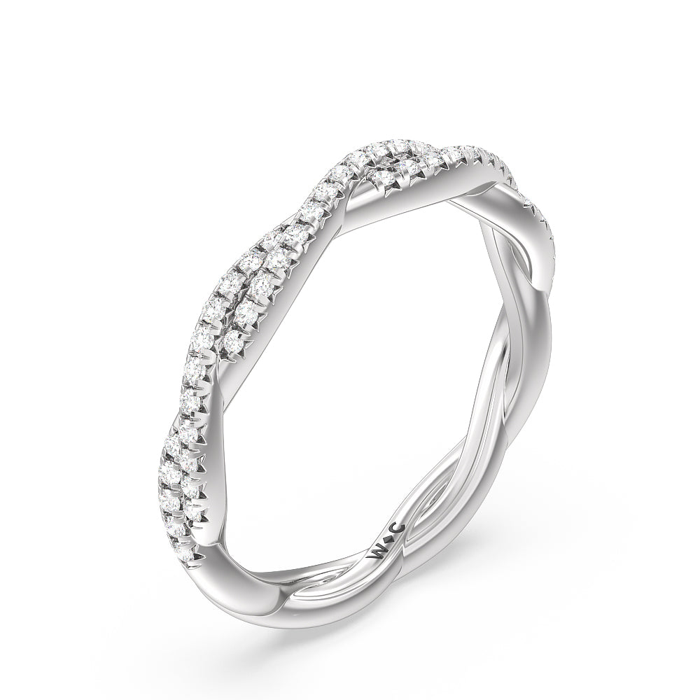Eternity Twisted Vine Diamond Wedding Band with Platinum Cut Diamond in 14KT Platinum view 4
