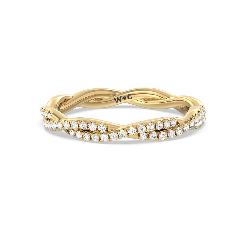Eternity Twisted Vine Diamond Wedding Band with 18KT Yellow Gold Cut Diamond in 14KT Yellow Gold view 1

