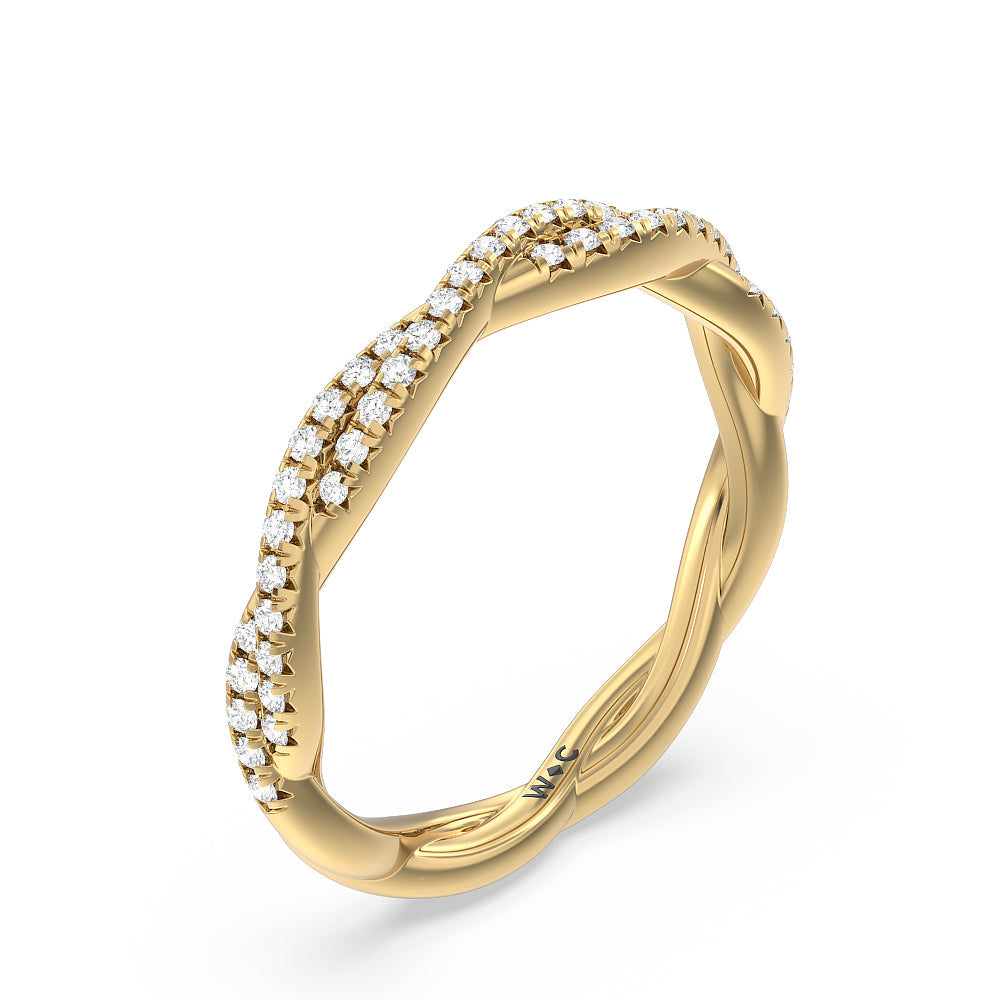 Eternity Twisted Vine Diamond Wedding Band with 18KT Yellow Gold Cut Diamond in 14KT Yellow Gold view 4
