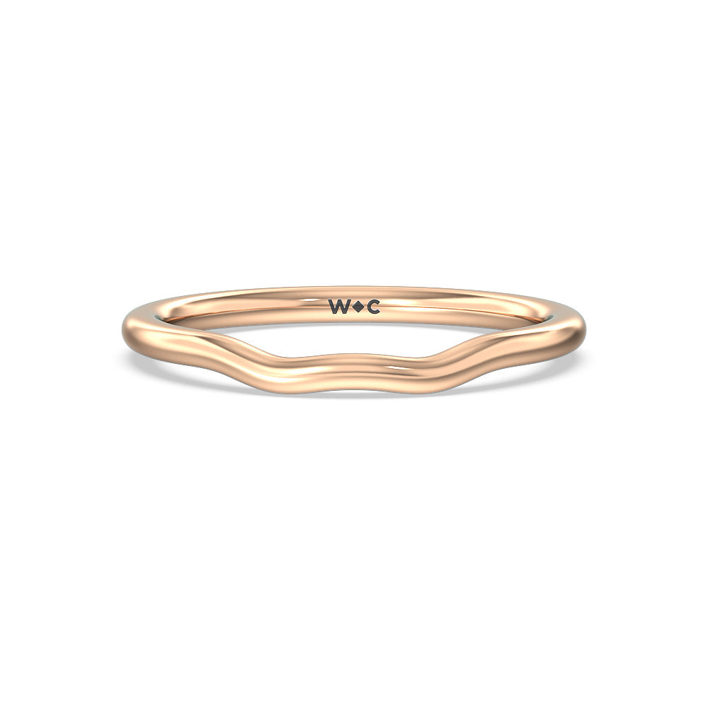 Tapered Wave Wedding Band with 18KT Rose Gold Cut Diamond in 14KT Rose Gold view 1
