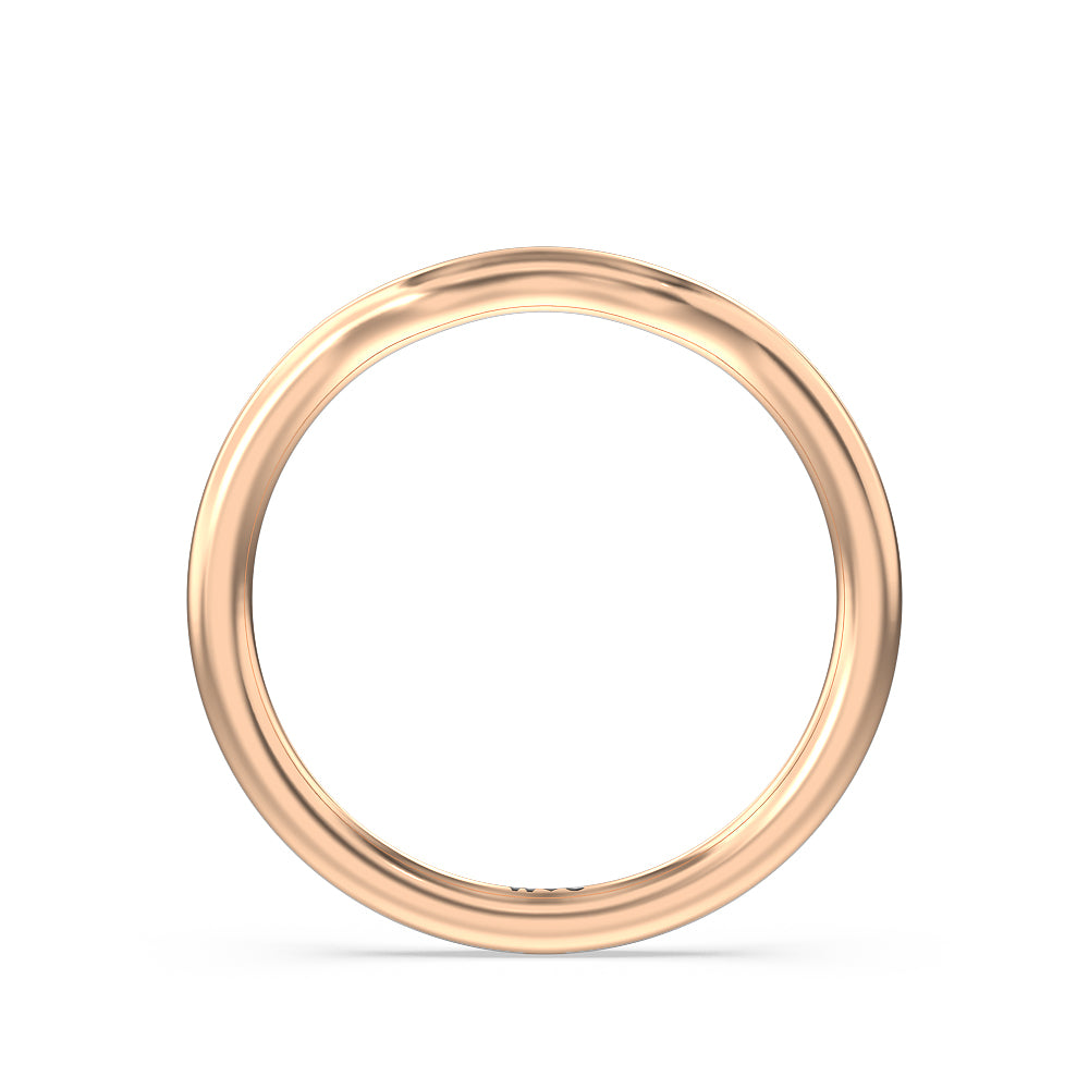 Tapered Wave Wedding Band with 18KT Rose Gold Cut Diamond in 14KT Rose Gold view 2
