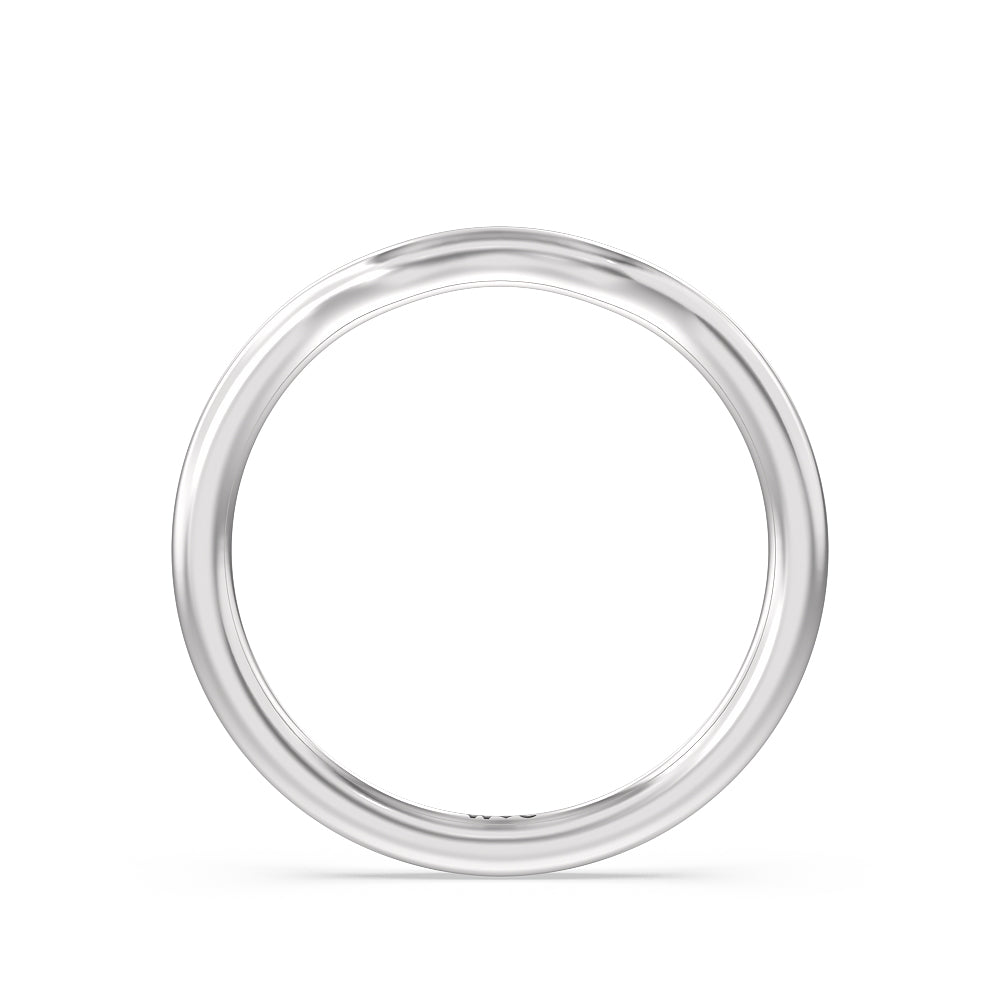Tapered Wave Wedding Band with Platinum Cut Diamond in 14KT Platinum view 2

