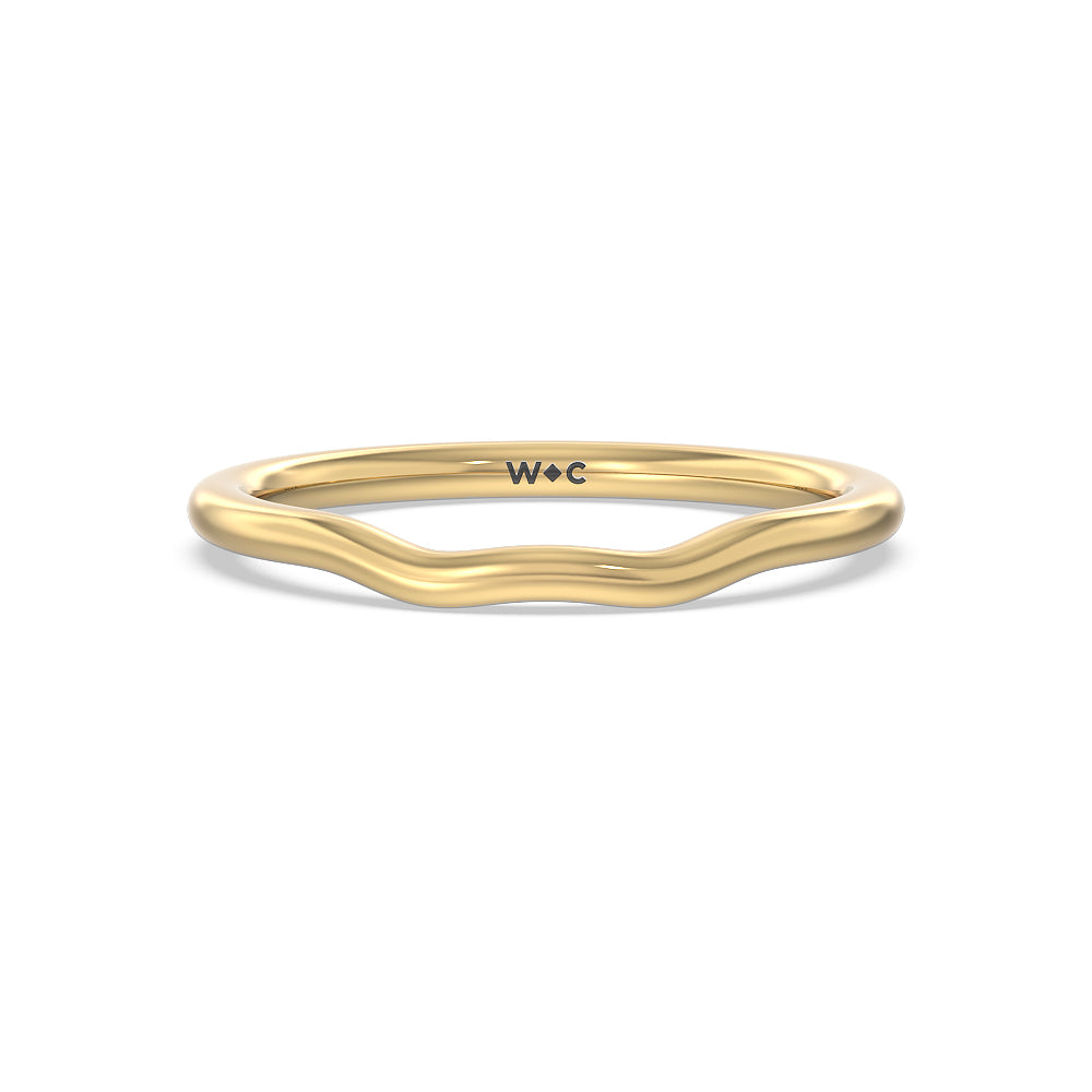 Tapered Wave Wedding Band with 18KT Yellow Gold Cut Diamond in 14KT Yellow Gold view 1
