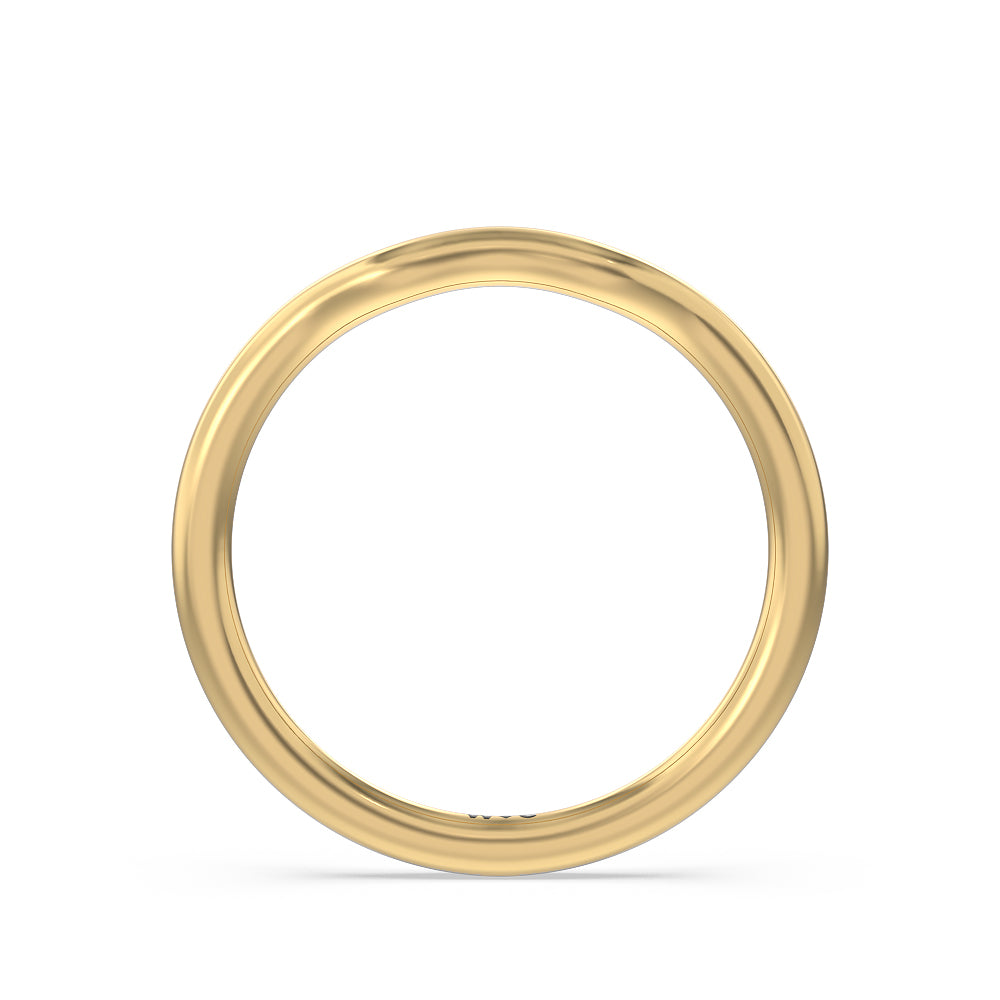 Tapered Wave Wedding Band with 18KT Yellow Gold Cut Diamond in 14KT Yellow Gold view 2
