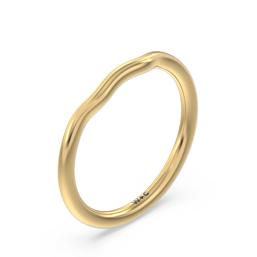 Tapered Wave Wedding Band with 18KT Yellow Gold Cut Diamond in 14KT Yellow Gold view 4
