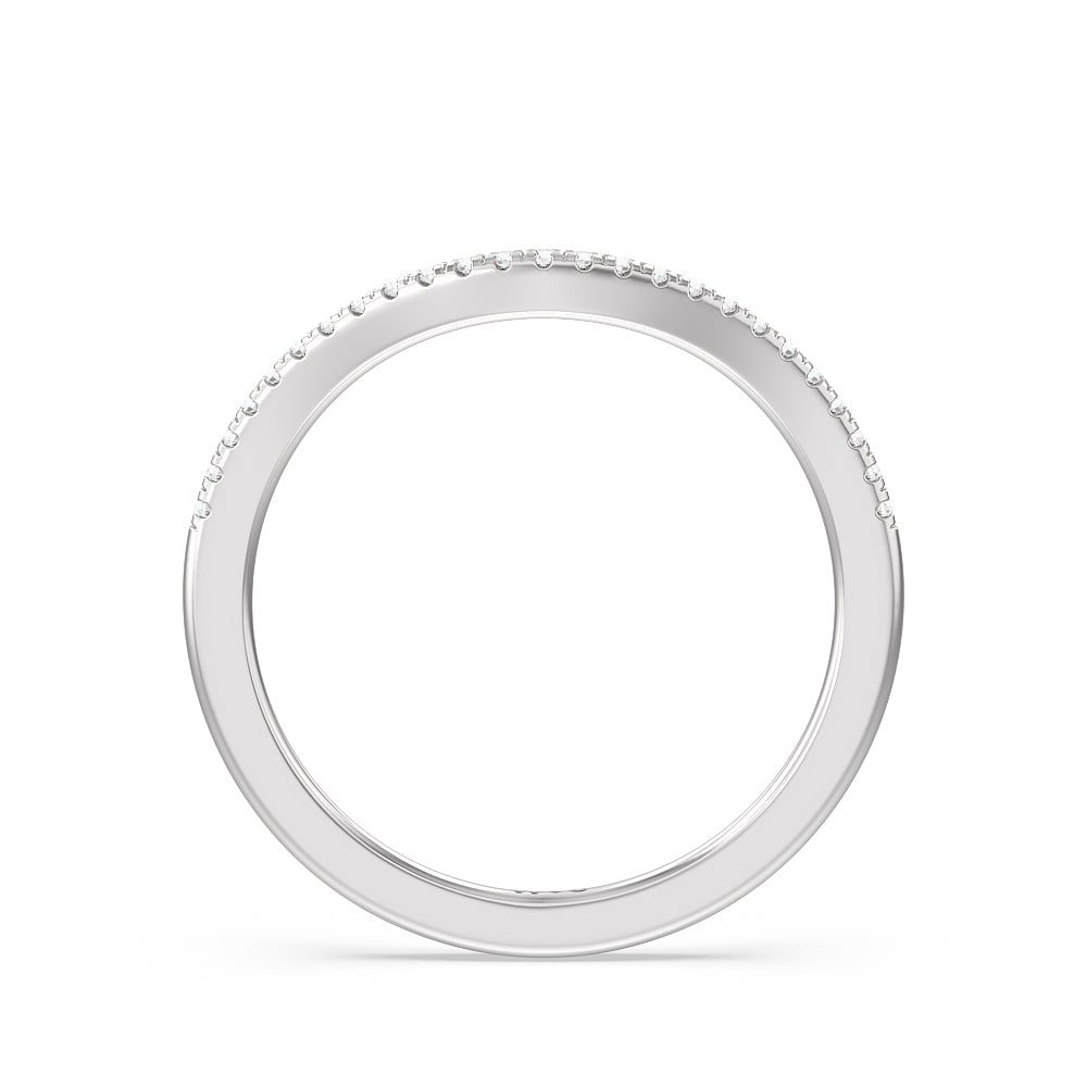 Split Shank Cathedral Halo Diamond Wedding Band with Platinum Cut Diamond in 14KT Platinum view 2
