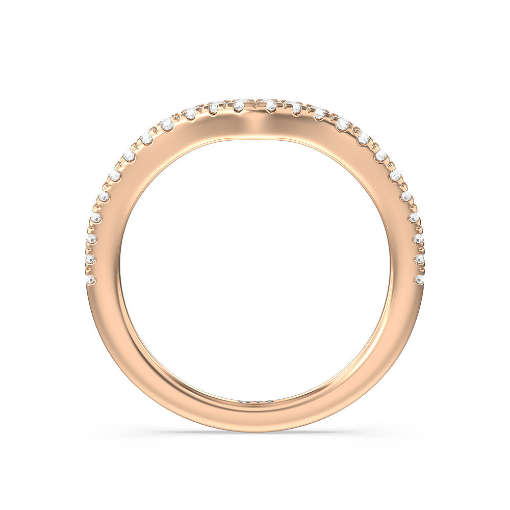 Octagon Halo Diamond Shadow Wedding Band with 18KT Rose Gold Cut Diamond in 14KT Rose Gold view 2
