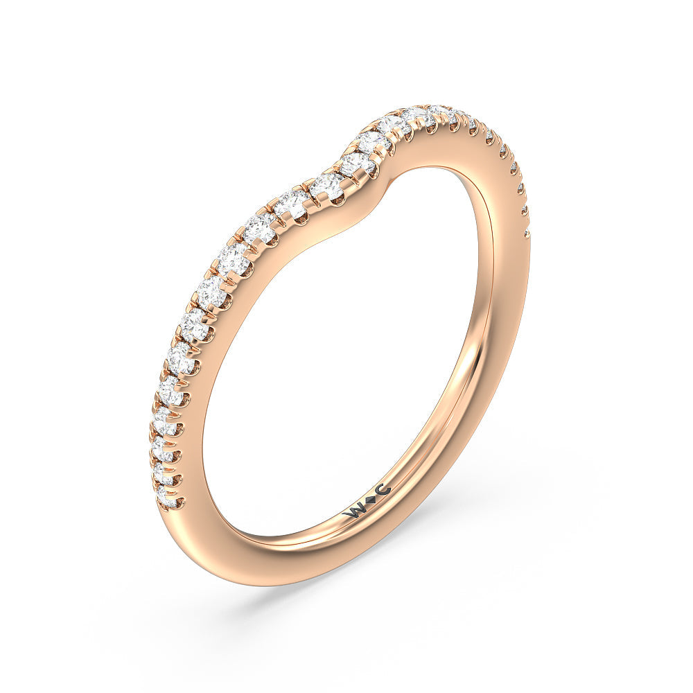 Octagon Halo Diamond Shadow Wedding Band with 18KT Rose Gold Cut Diamond in 14KT Rose Gold view 4
