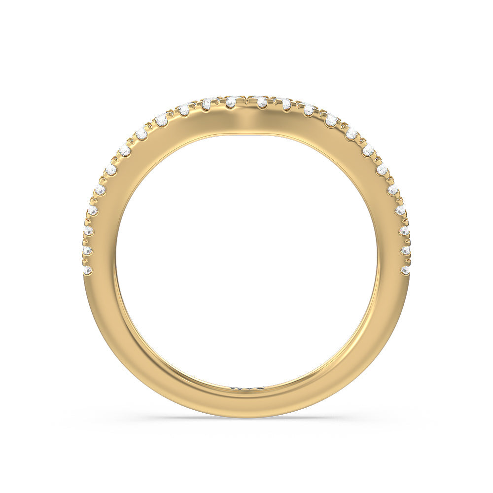 Octagon Halo Diamond Shadow Wedding Band with 18KT Yellow Gold Cut Diamond in 14KT Yellow Gold view 2
