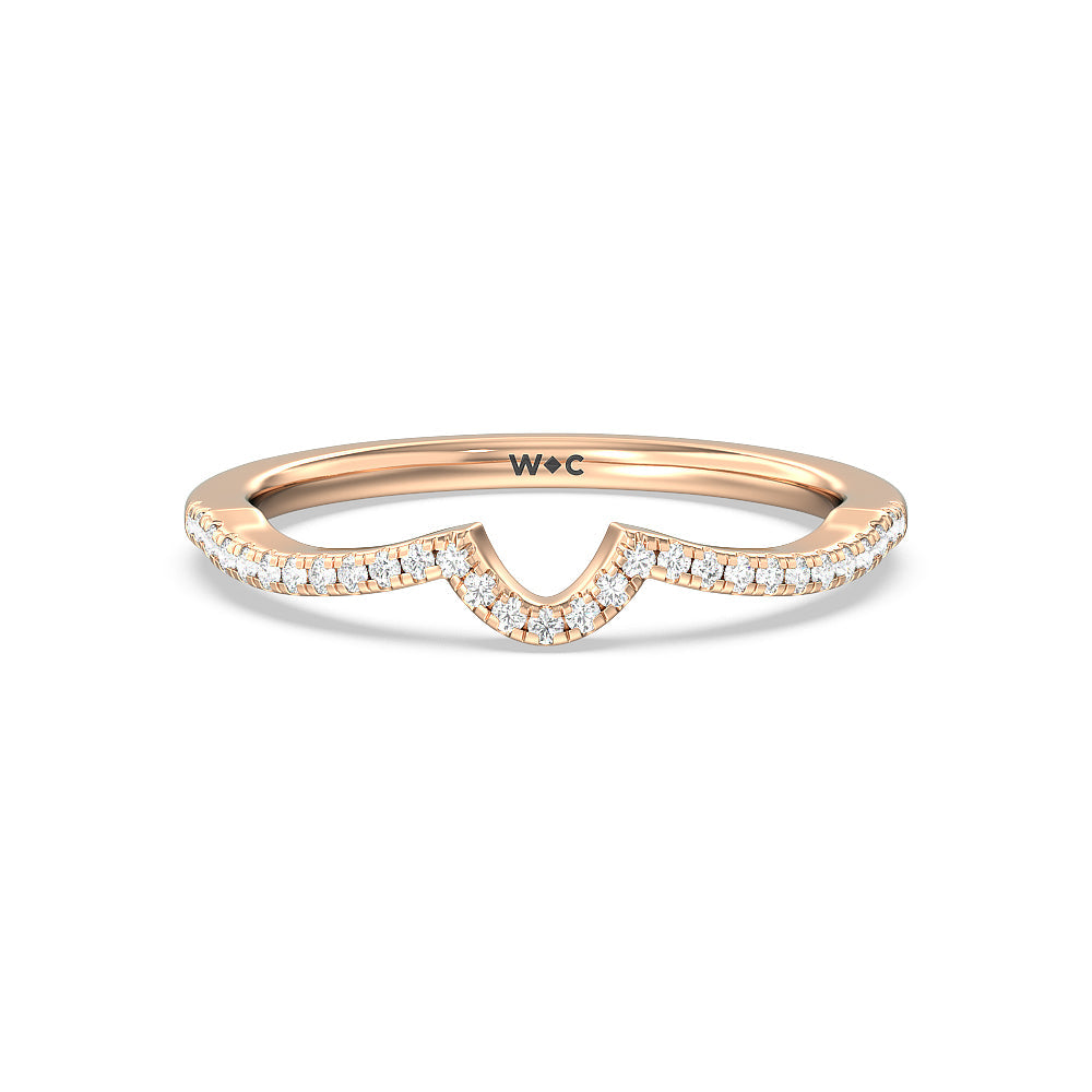 Petal Peekaboo Diamond Wedding Band with 18KT Rose Gold Cut Diamond in 14KT Rose Gold view 1
