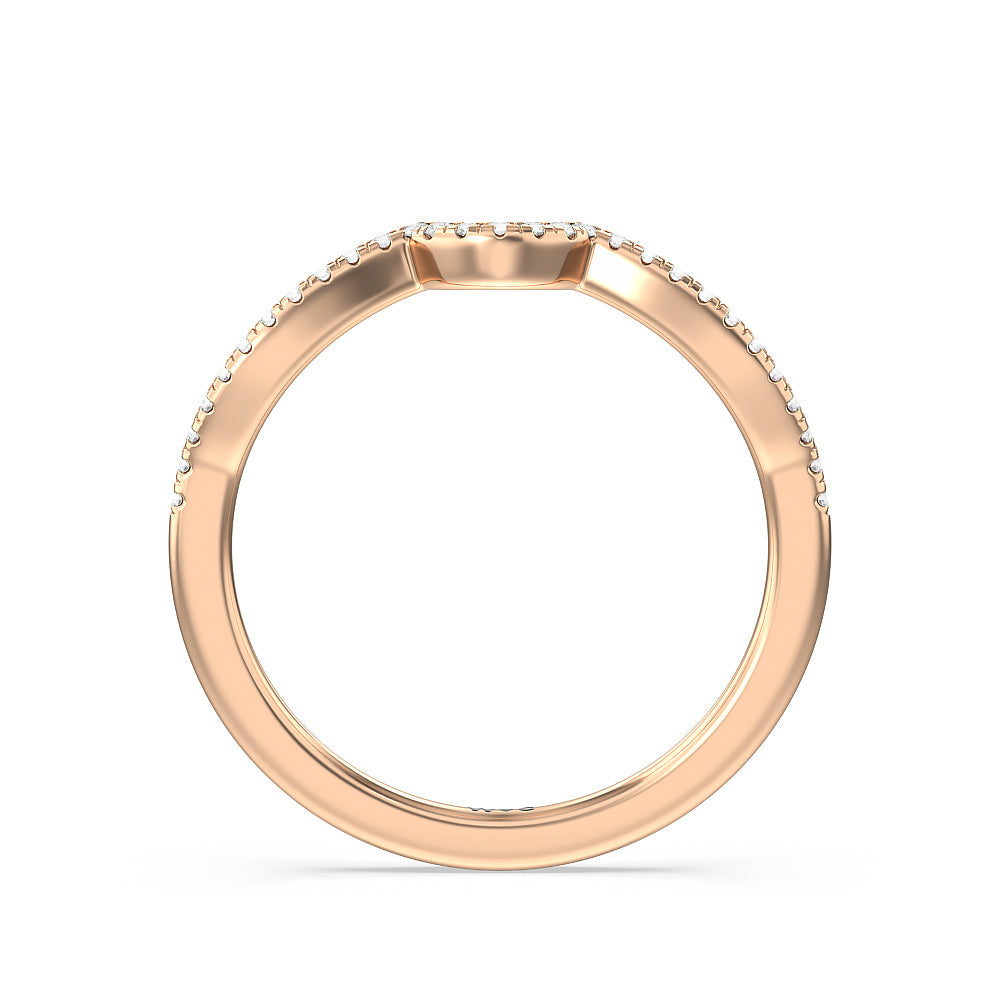 Petal Peekaboo Diamond Wedding Band with 18KT Rose Gold Cut Diamond in 14KT Rose Gold view 2
