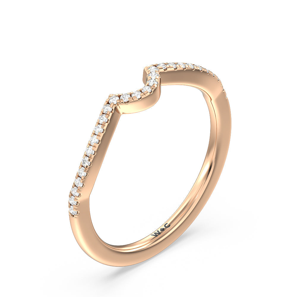 Petal Peekaboo Diamond Wedding Band with 18KT Rose Gold Cut Diamond in 14KT Rose Gold view 4
