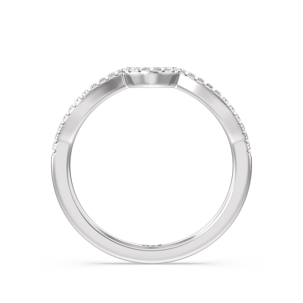 Petal Peekaboo Diamond Wedding Band with Platinum Cut Diamond in 14KT Platinum view 2
