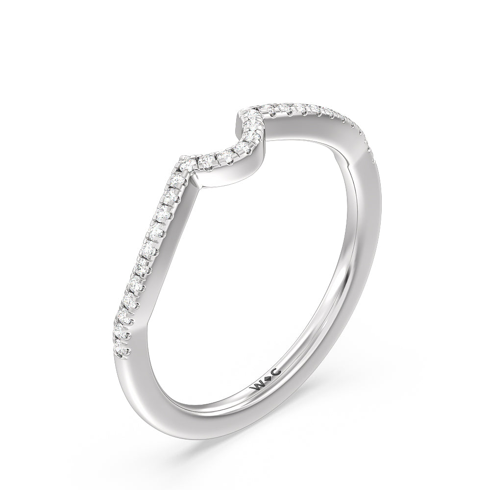 Petal Peekaboo Diamond Wedding Band with Platinum Cut Diamond in 14KT Platinum view 4
