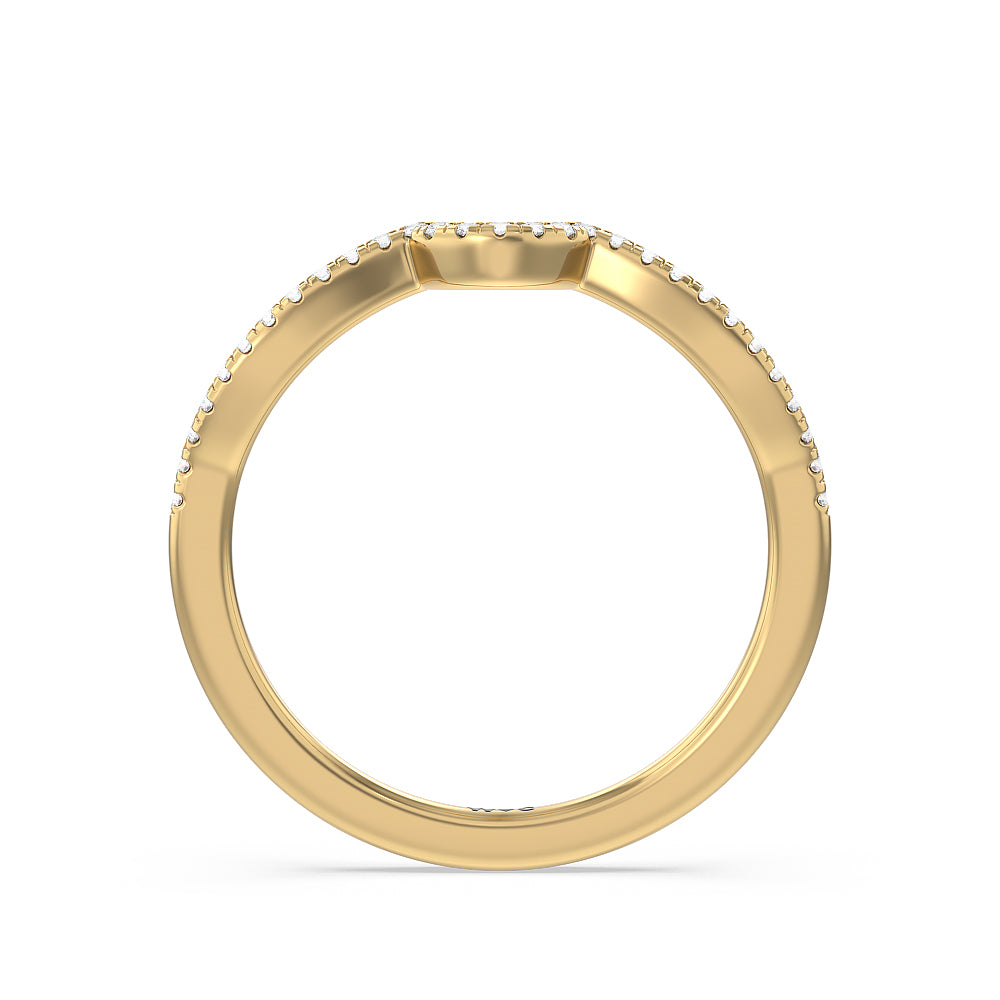 Petal Peekaboo Diamond Wedding Band with 18KT Yellow Gold Cut Diamond in 14KT Yellow Gold view 2

