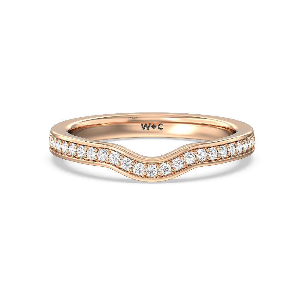 Grand Pave Peekaboo Diamond Wedding Band with 18KT Rose Gold Cut Diamond in 14KT Rose Gold view 1
