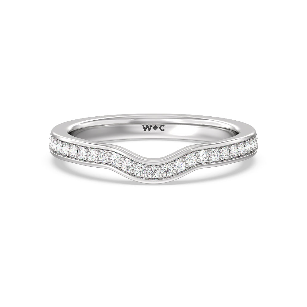 Grand Pave Peekaboo Diamond Wedding Band with Platinum Cut Diamond in 14KT Platinum view 1
