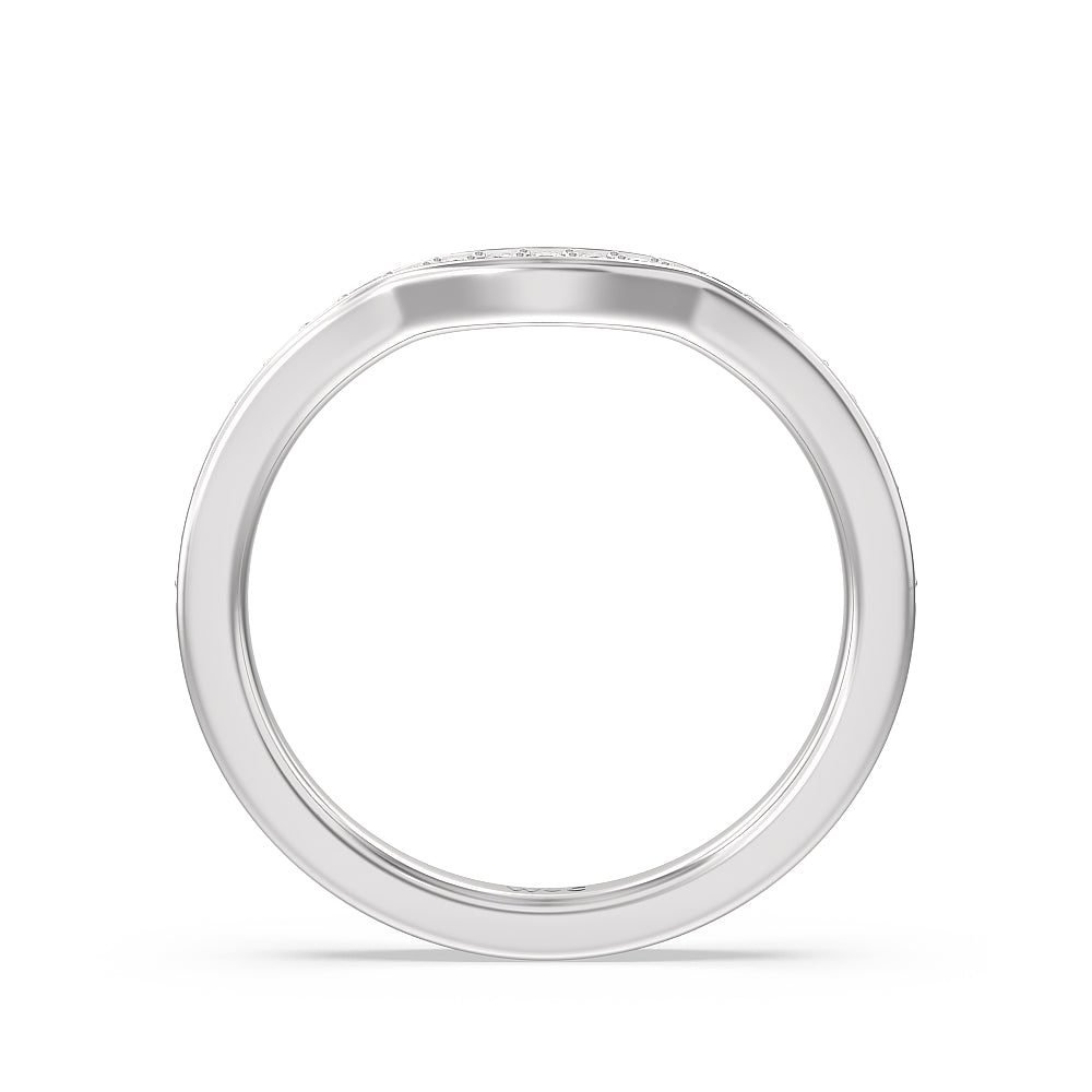 Grand Pave Peekaboo Diamond Wedding Band with Platinum Cut Diamond in 14KT Platinum view 2
