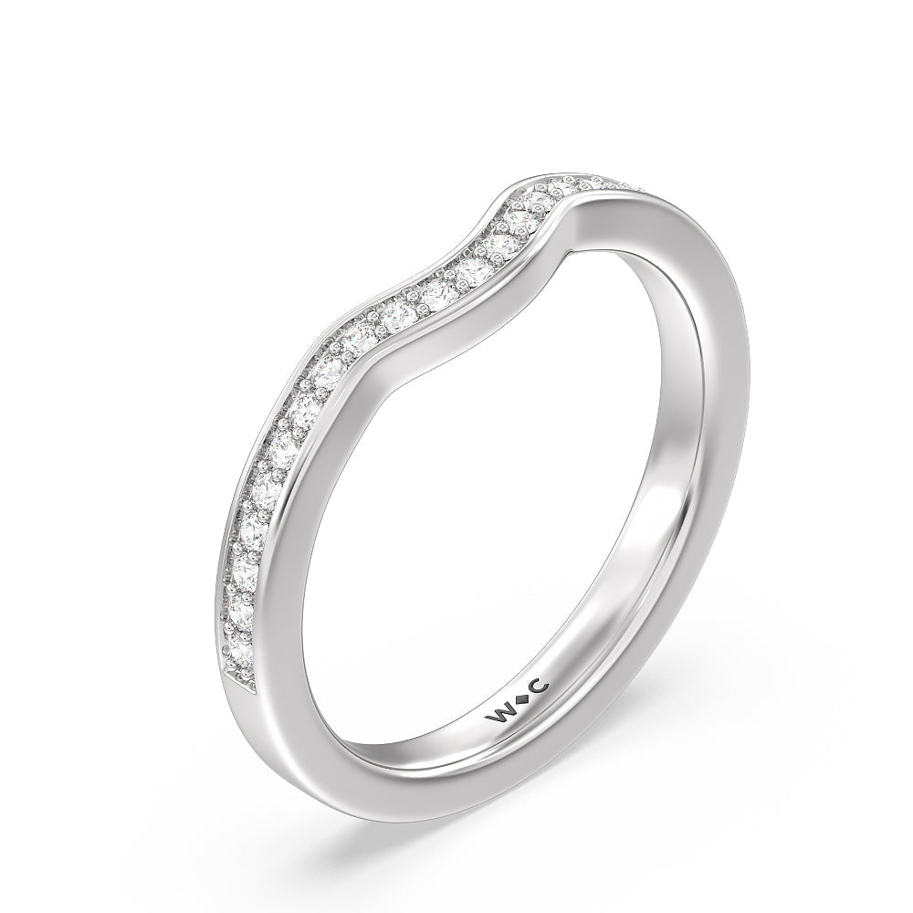 Grand Pave Peekaboo Diamond Wedding Band with Platinum Cut Diamond in 14KT Platinum view 4
