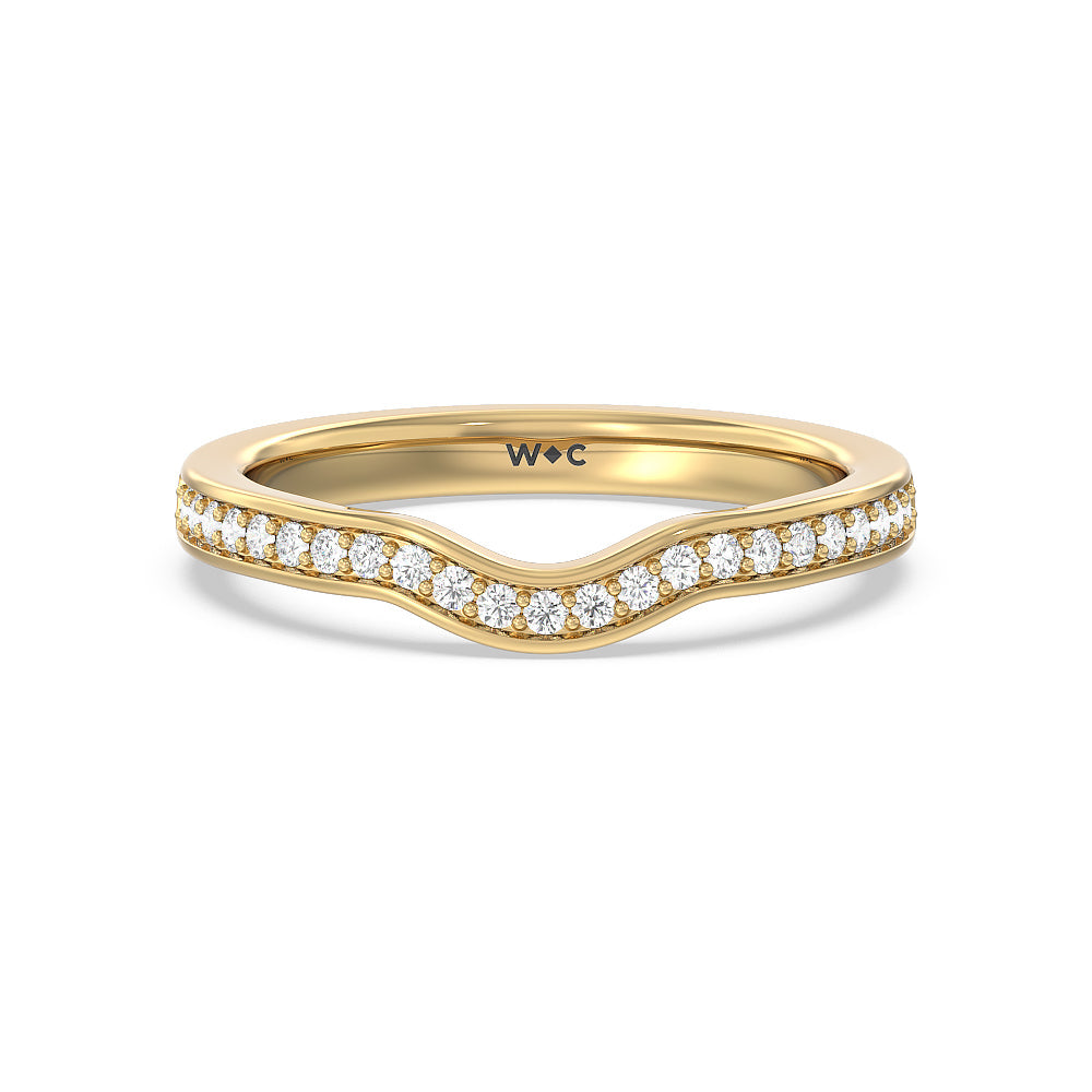 Grand Pave Peekaboo Diamond Wedding Band with 18KT Yellow Gold Cut Diamond in 14KT Yellow Gold view 1
