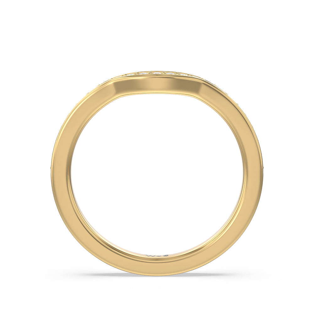 Grand Pave Peekaboo Diamond Wedding Band with 18KT Yellow Gold Cut Diamond in 14KT Yellow Gold view 2
