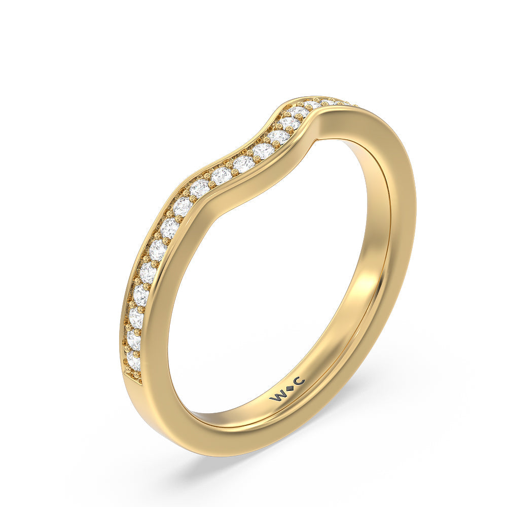 Grand Pave Peekaboo Diamond Wedding Band with 18KT Yellow Gold Cut Diamond in 14KT Yellow Gold view 4
