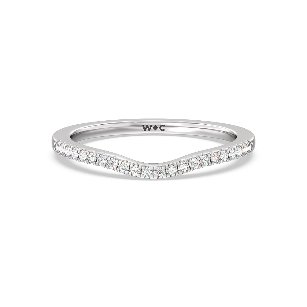 Split Shank Hidden Accent Diamond Wedding Band with Platinum Cut Diamond in 14KT Platinum view 1
