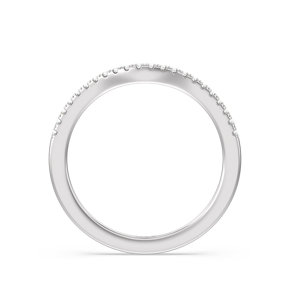 Split Shank Hidden Accent Diamond Wedding Band with Platinum Cut Diamond in 14KT Platinum view 2
