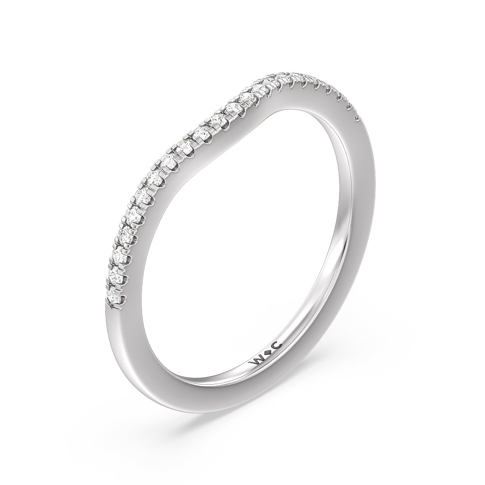 Split Shank Hidden Accent Diamond Wedding Band with Platinum Cut Diamond in 14KT Platinum view 4
