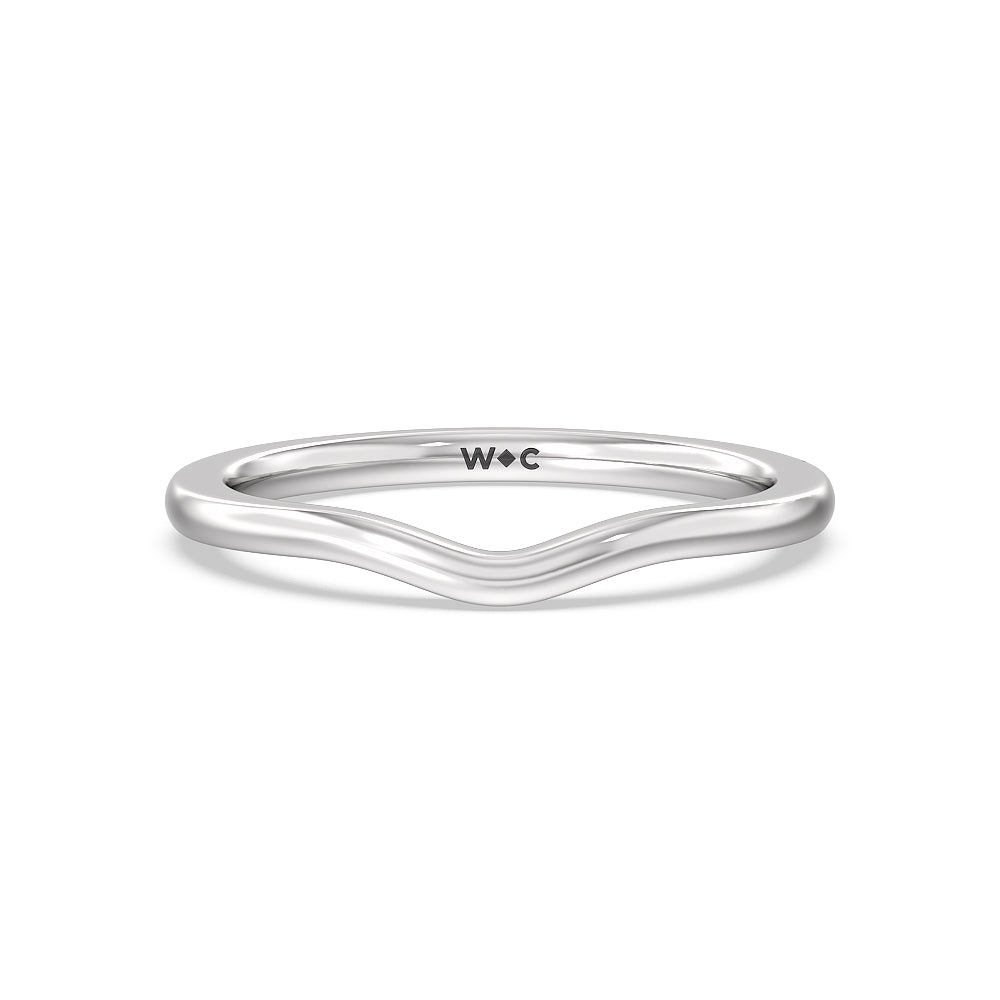 Petal Hidden Accent Scroll Wedding Band with Platinum Cut Diamond in 14KT Platinum view 1
