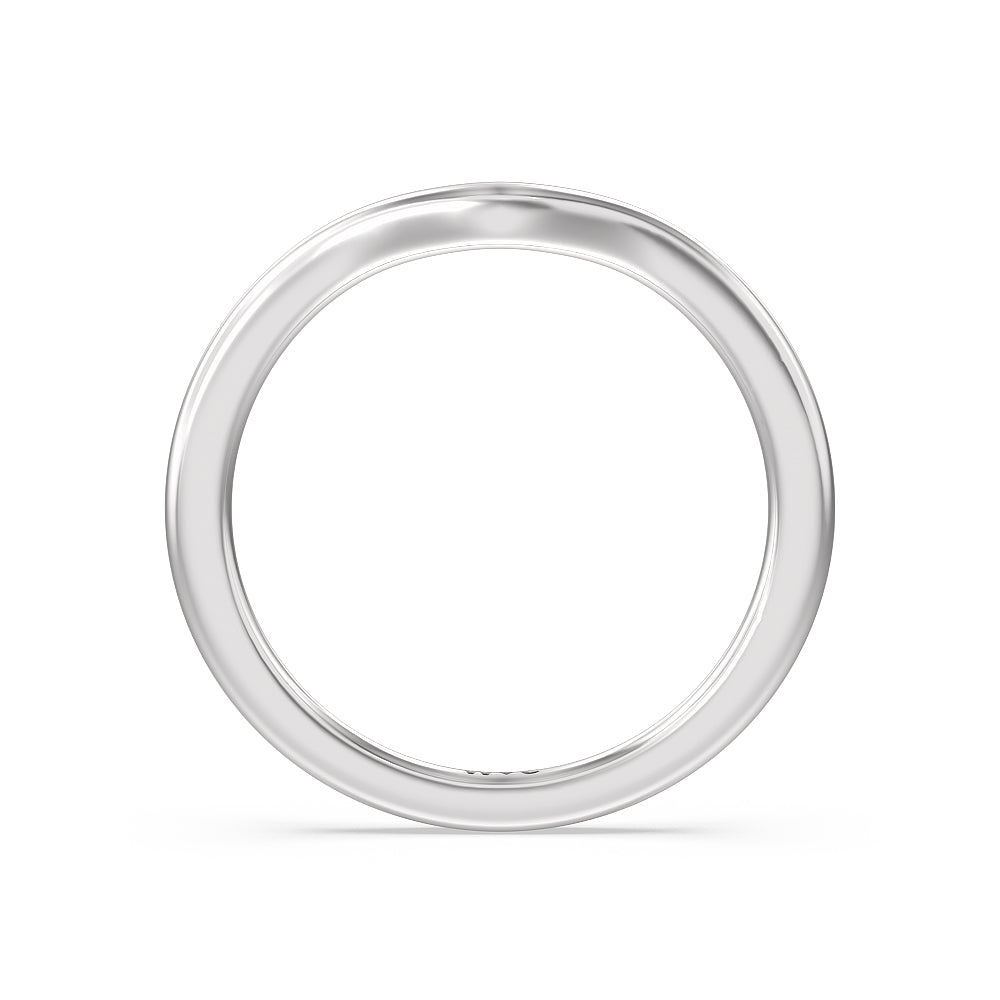 Petal Hidden Accent Scroll Wedding Band with Platinum Cut Diamond in 14KT Platinum view 2
