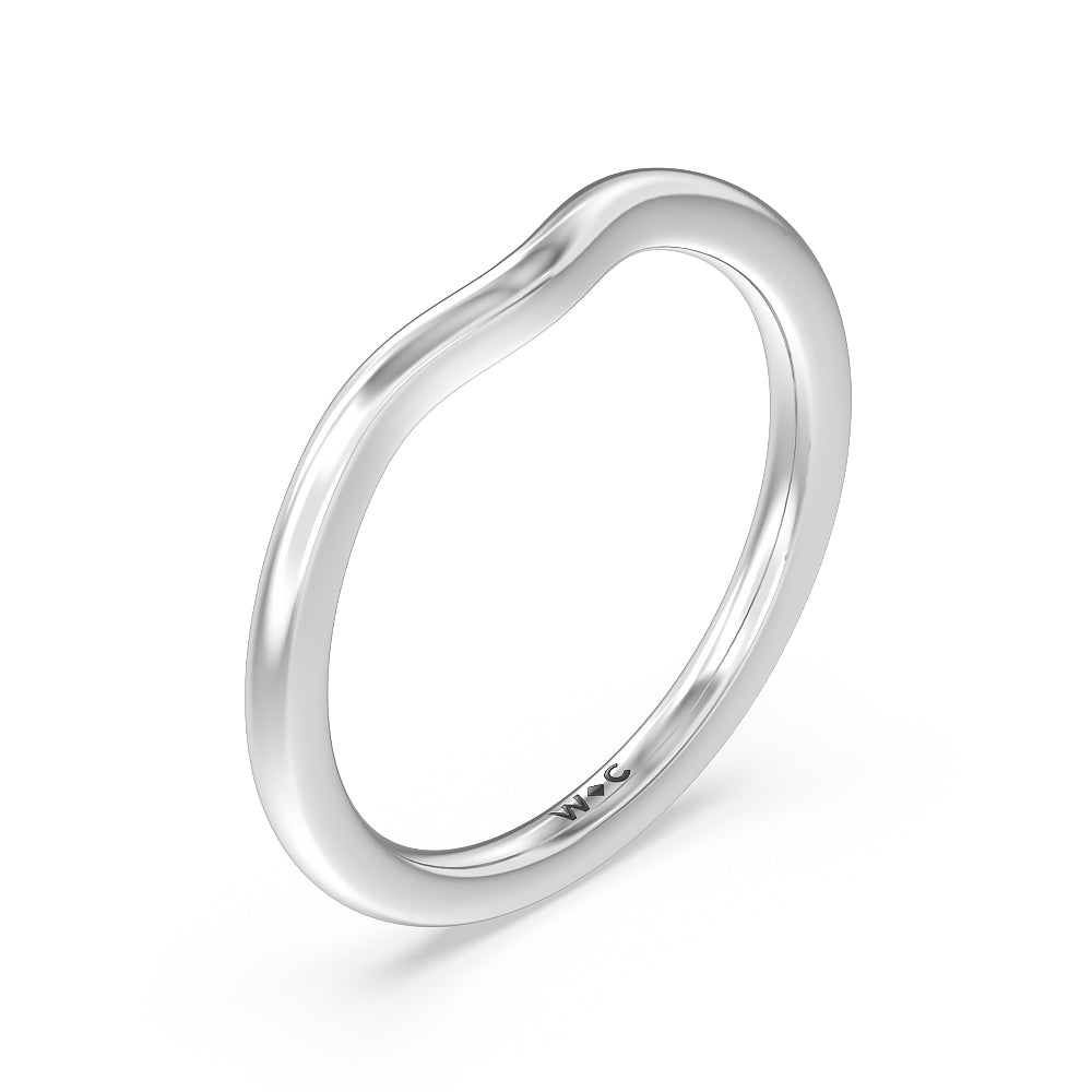 Petal Hidden Accent Scroll Wedding Band with Platinum Cut Diamond in 14KT Platinum view 3
